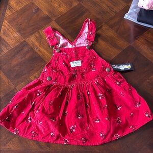 OshKosh Red Floral Overall Dress NWT